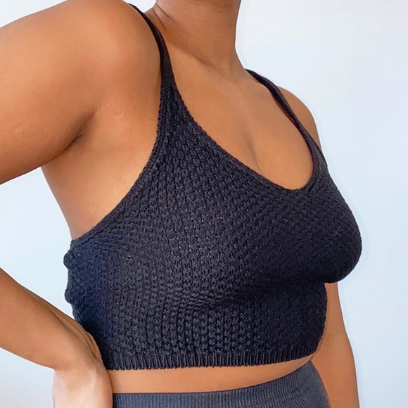 PLT Black Knit Crop Top - Picture 2 of 4